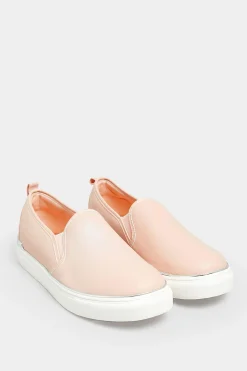 Yours Yours Pink & Silver Hardware Slip-On Trainers In Extra Wide Eee Fit