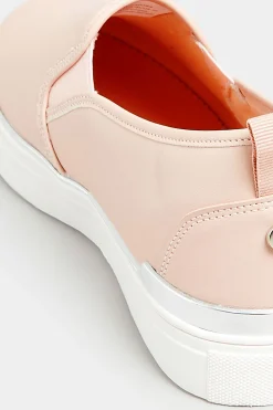 Yours Yours Pink & Silver Hardware Slip-On Trainers In Extra Wide Eee Fit