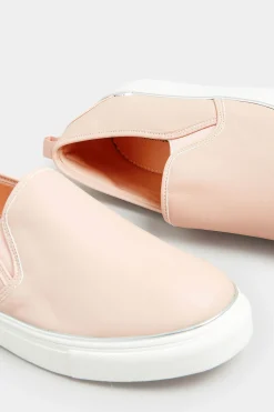 Yours Yours Pink & Silver Hardware Slip-On Trainers In Extra Wide Eee Fit
