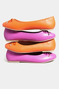 Yours Yours Pink Ballerina Pumps In Wide E Fit & Extra Wide Eee Fit