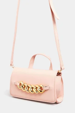 Yours Yours Pink Croc & Gold Chain Mini Bag