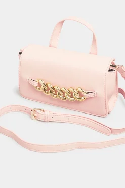 Yours Yours Pink Croc & Gold Chain Mini Bag