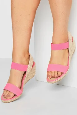 Yours Yours Pink Espadrille Wedges In Wide E Fit & Extra Wide Eee Fit