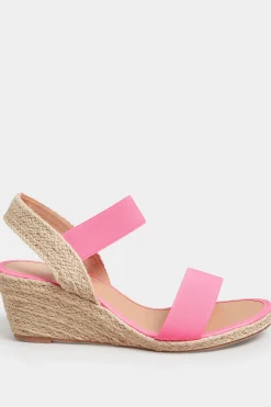 Yours Yours Pink Espadrille Wedges In Wide E Fit & Extra Wide Eee Fit