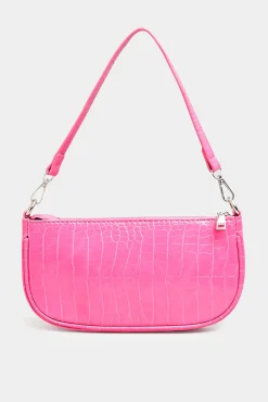 Yours Yours Pink Faux Croc Shoulder Bag