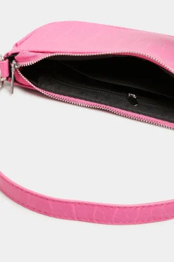 Yours Yours Pink Faux Croc Shoulder Bag