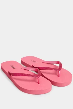 Yours Yours Pink Flip Flops In Extra Wide Eee Fit