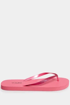 Yours Yours Pink Flip Flops In Extra Wide Eee Fit