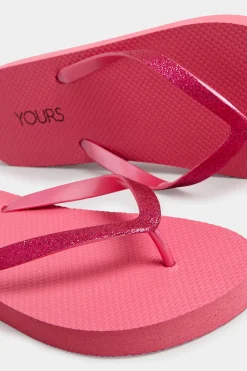 Yours Yours Pink Flip Flops In Extra Wide Eee Fit