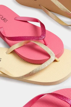 Yours Yours Pink Flip Flops In Extra Wide Eee Fit