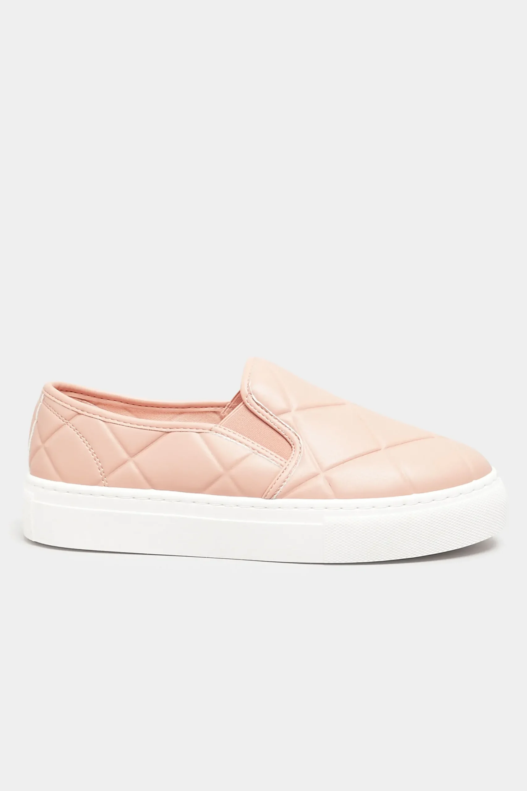 Yours Yours Pink Quilted Slip-On Trainers In Extra Wide Eee Fit