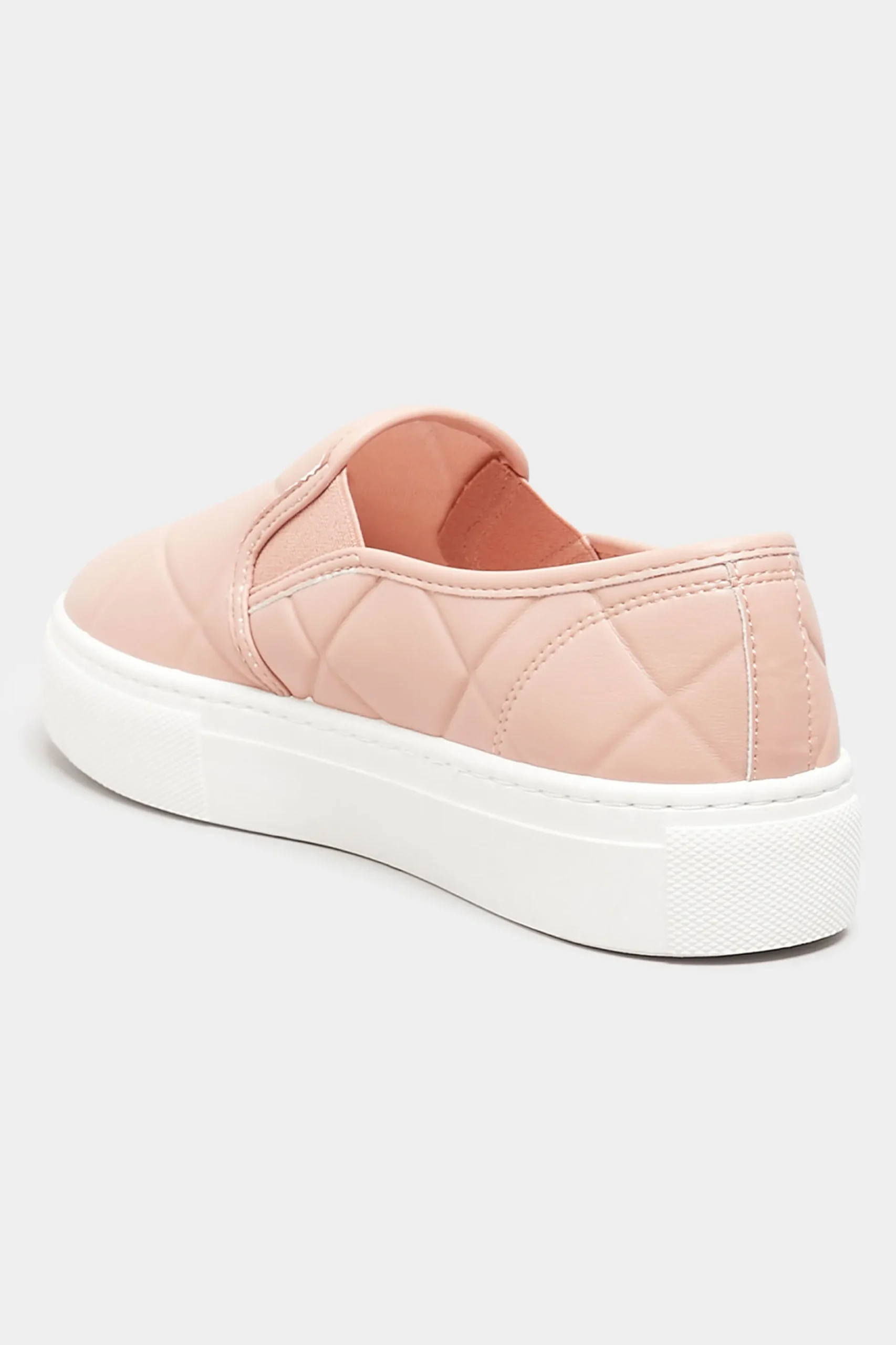Yours Yours Pink Quilted Slip-On Trainers In Extra Wide Eee Fit