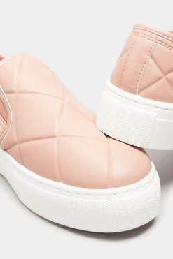 Yours Yours Pink Quilted Slip-On Trainers In Extra Wide Eee Fit