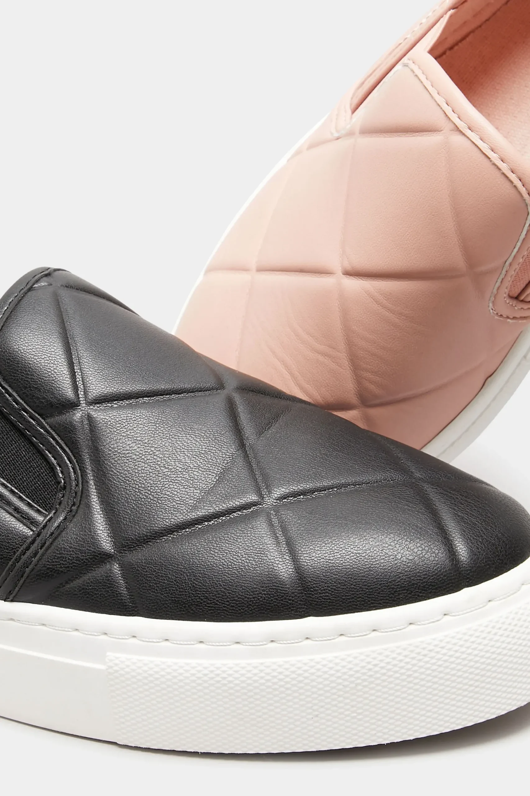 Yours Yours Pink Quilted Slip-On Trainers In Extra Wide Eee Fit