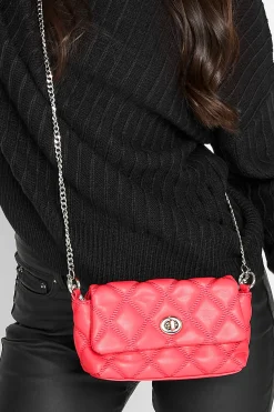 Yours Yours Pink Quilted Diamante Strap Cross Body Bag