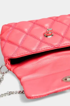 Yours Yours Pink Quilted Diamante Strap Cross Body Bag
