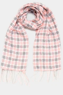 Yours Yours Pink Square Check Tassel Scarf