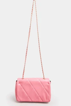 Yours Yours Pink Studded Quilted Chain Bag