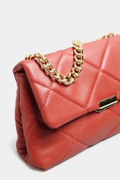 Yours Yours Red Quilted Chain Handle Bag