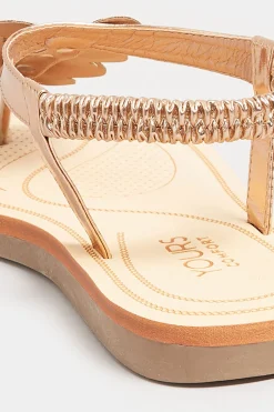 Yours Yours Rose Gold Diamante Butterfly Sandals In Extra Wide Eee Fit