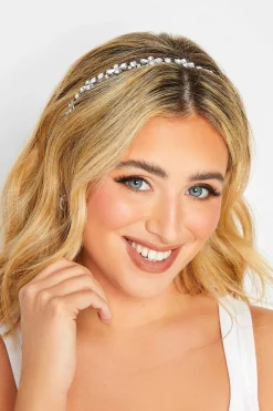 Yours Yours Silver Diamante Thin Headband