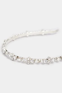 Yours Yours Silver Diamante Thin Headband