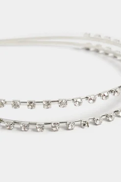 Yours Yours Silver Diamante Double Headband