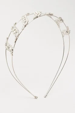Yours Yours Silver Diamante Swirl Headband