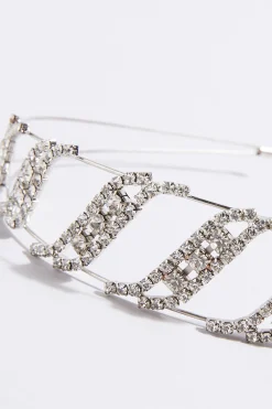 Yours Yours Silver Diamante Swirl Headband