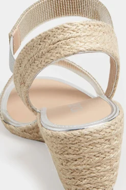 Yours Yours Silver Espadrille Wedge Sandals In Wide E Fit & Extra Wide Eee Fit