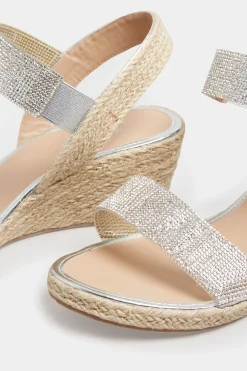 Yours Yours Silver Espadrille Wedge Sandals In Wide E Fit & Extra Wide Eee Fit