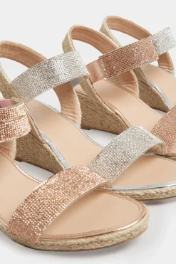 Yours Yours Silver Espadrille Wedge Sandals In Wide E Fit & Extra Wide Eee Fit