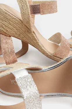 Yours Yours Silver Espadrille Wedge Sandals In Wide E Fit & Extra Wide Eee Fit
