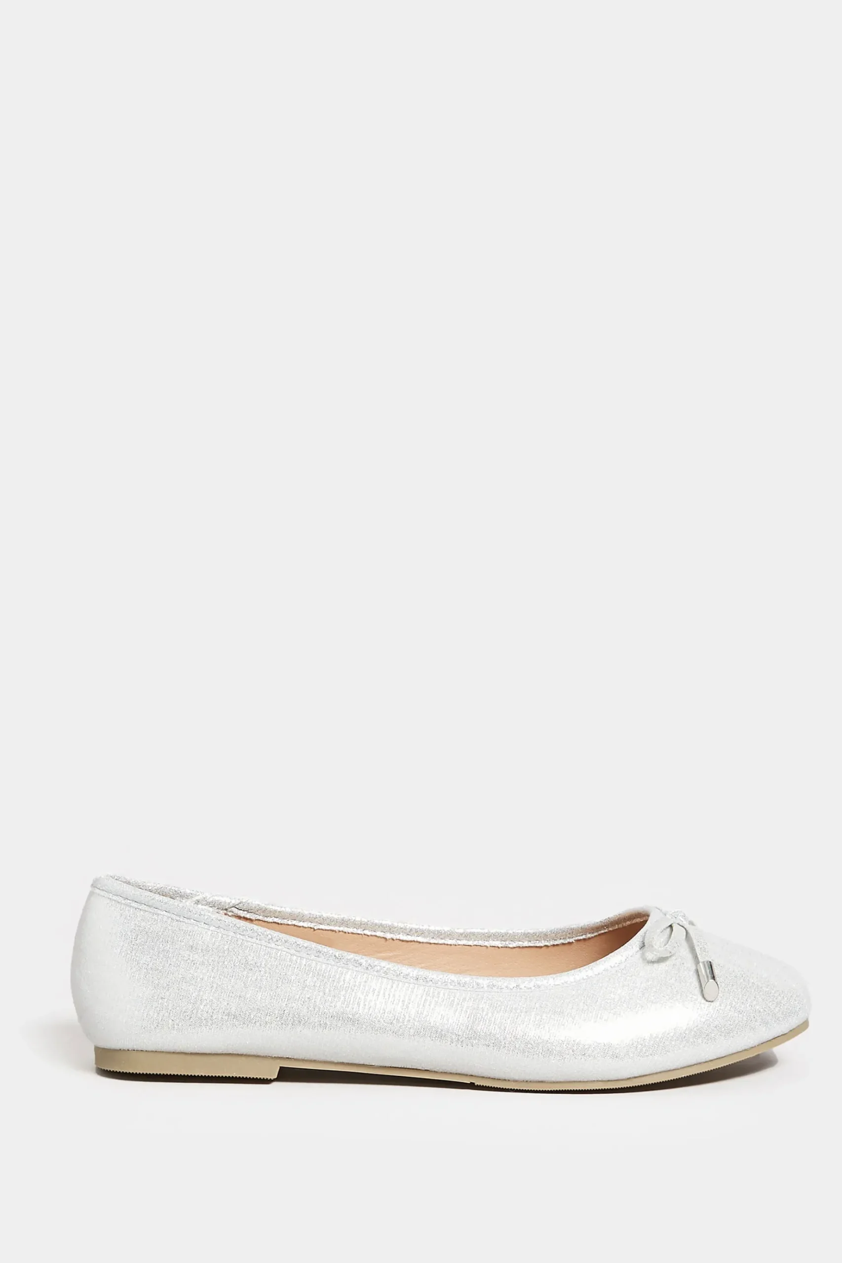 Yours Yours Silver Shimmer Ballerina Pumps In Wide E Fit & Extra Wide Eee Fit