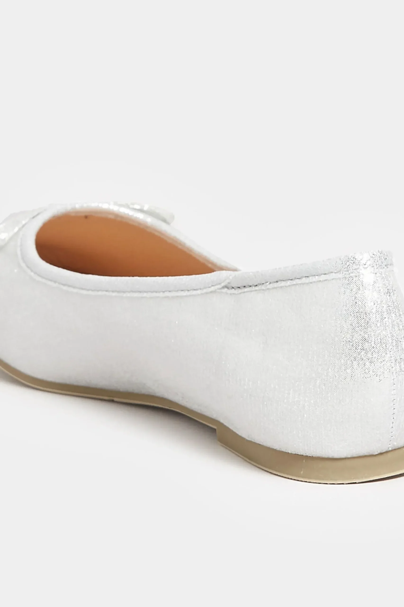 Yours Yours Silver Shimmer Ballerina Pumps In Wide E Fit & Extra Wide Eee Fit