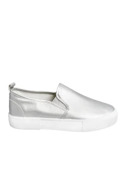 Yours Yours Silver Slip-On Trainers In Wide E Fit