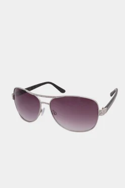 Yours Yours Silver Tone Diamante Detail Aviator Sunglasses