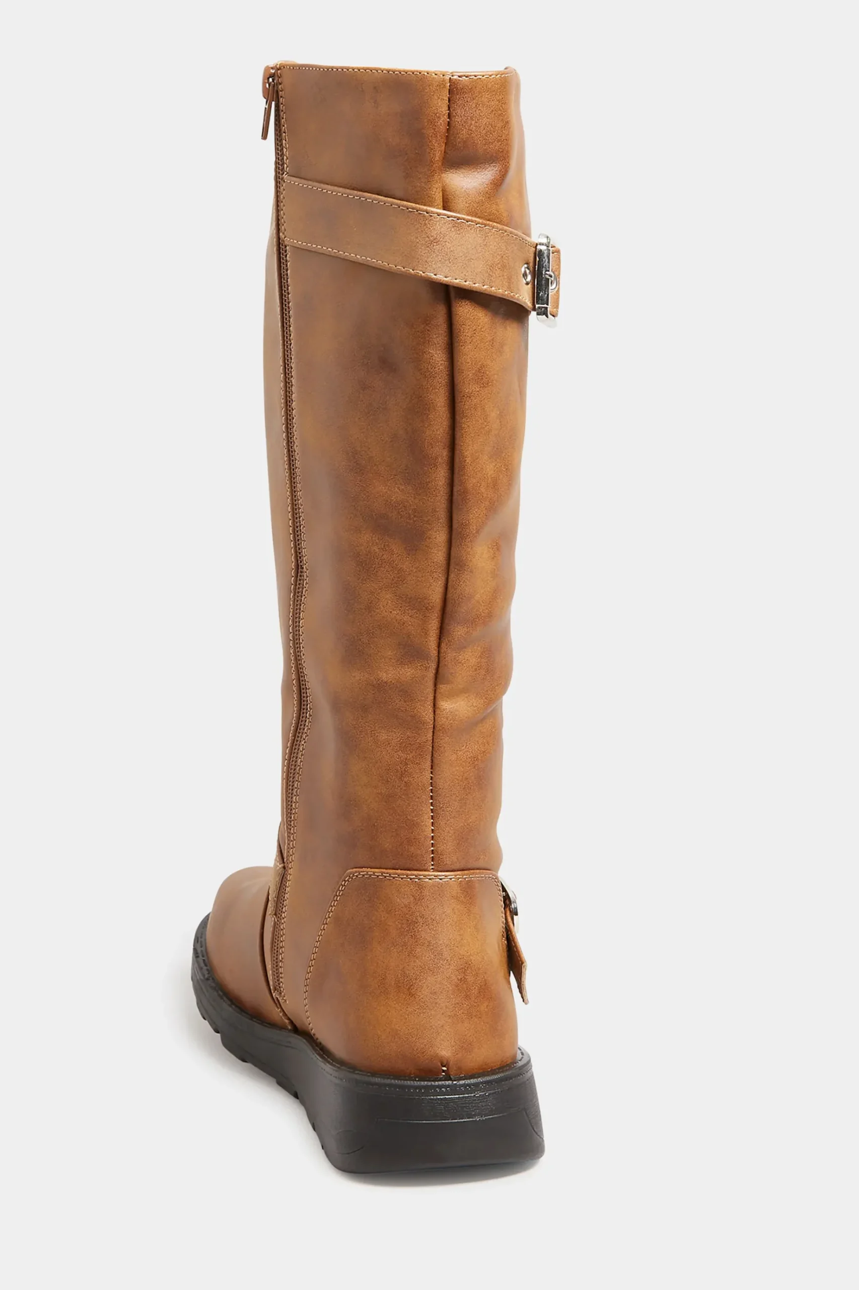 Yours Yours Tan Brown Knee High Wedge Boots In Wide E Fit