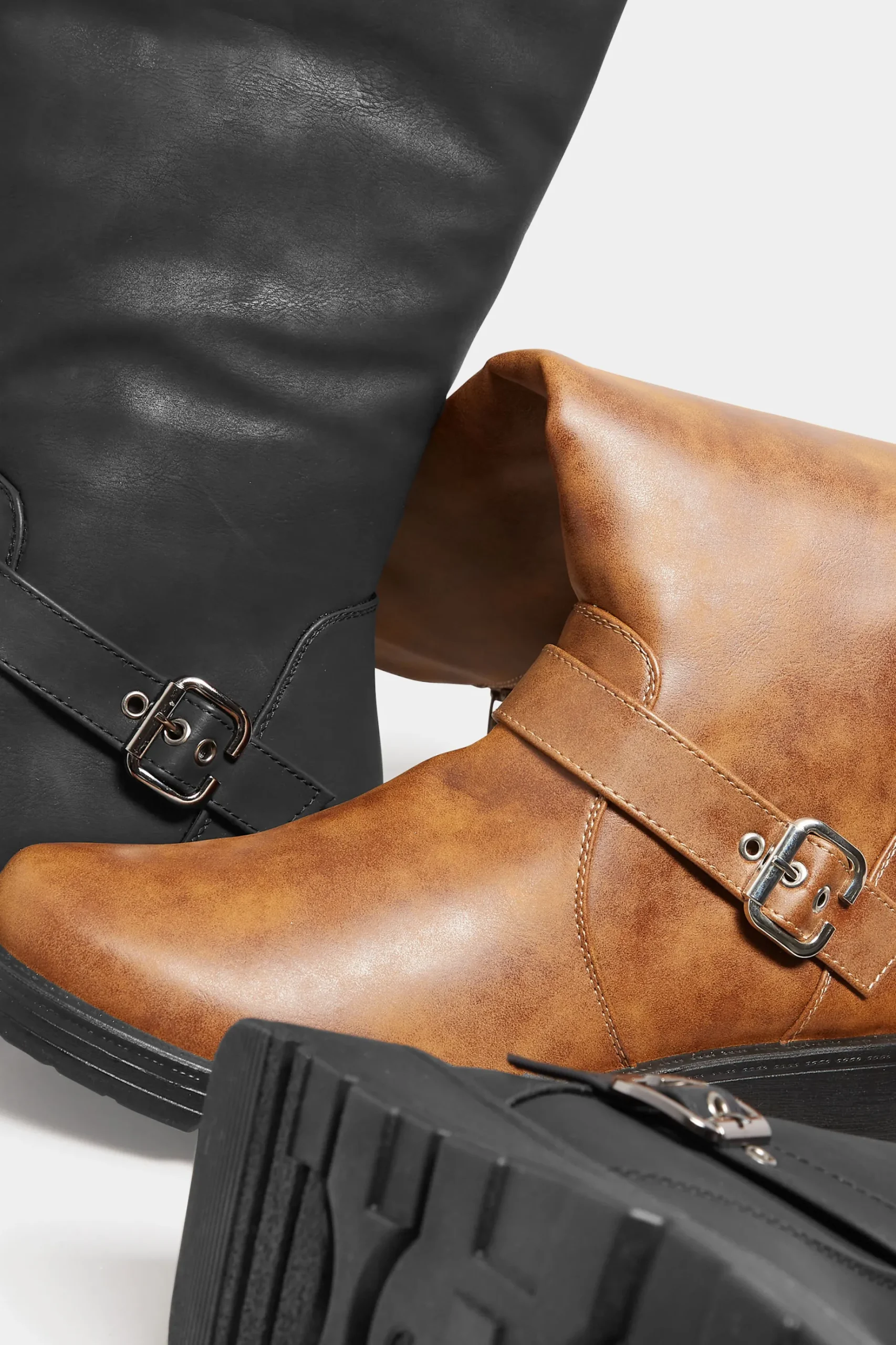 Yours Yours Tan Brown Knee High Wedge Boots In Wide E Fit