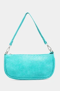 Yours Yours Turquoise Blue Woven Shoulder Bag