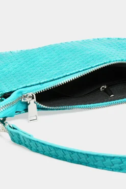 Yours Yours Turquoise Blue Woven Shoulder Bag