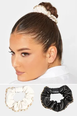 Yours Yours White 2 Pack Chain Scrunchie Set