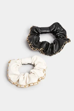Yours Yours White 2 Pack Chain Scrunchie Set