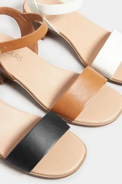 Yours Yours White Block Strappy Low Heel Sandals In Extra Wide Eee Fit
