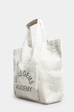 Yours Yours White Canvas Pocket Tote Bag