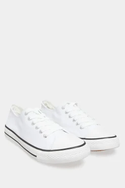 Yours Yours White Canvas Low Trainers In Wide E Fit