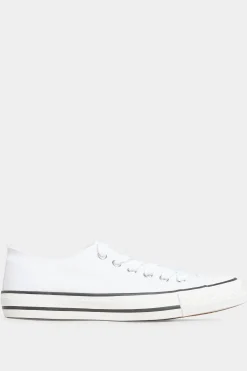 Yours Yours White Canvas Low Trainers In Wide E Fit