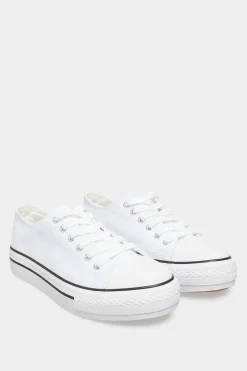 Yours Yours White Canvas Platform Trainers In Wide E Fit