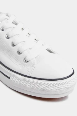 Yours Yours White Canvas Platform Trainers In Wide E Fit
