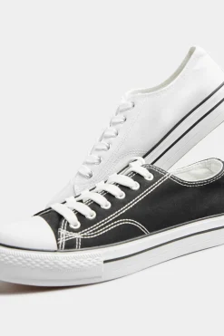 Yours Yours White Canvas Platform Trainers In Wide E Fit